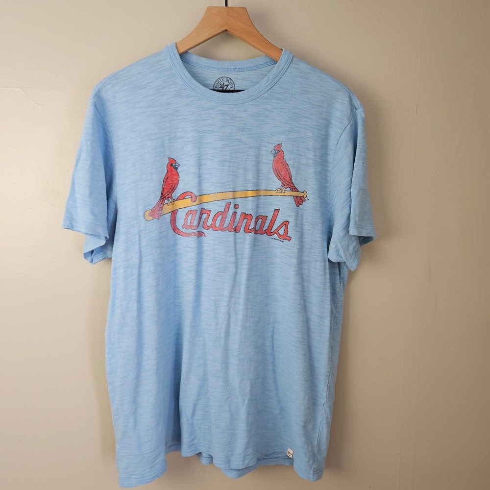 '47 Brand St Louis Cardinals Slub Knit Tee Sz L Light Blue Graphic Top